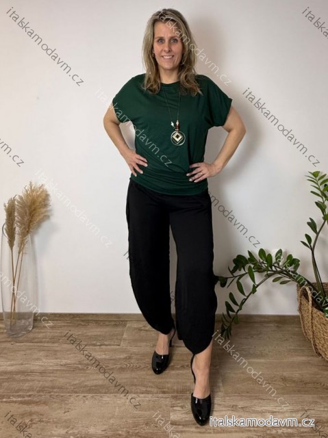 Kalhoty letní dámské LORA (S/M/L ONE SIZE) ITALSKÁ MÓDA IM42610111/DU S/M/L Černá