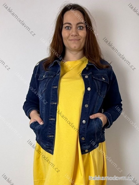 Bunda riflová jeans dámska nadrozměr (4XL-8XL) GYD261939/DR 8XL tmavě modrá