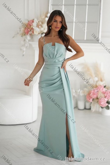 Šaty trblietavé elegantné spoločenské s geometrickým výstrihom na ramienky dámske (34-46) POLSKÁ MÓDA PMLBC24320-03