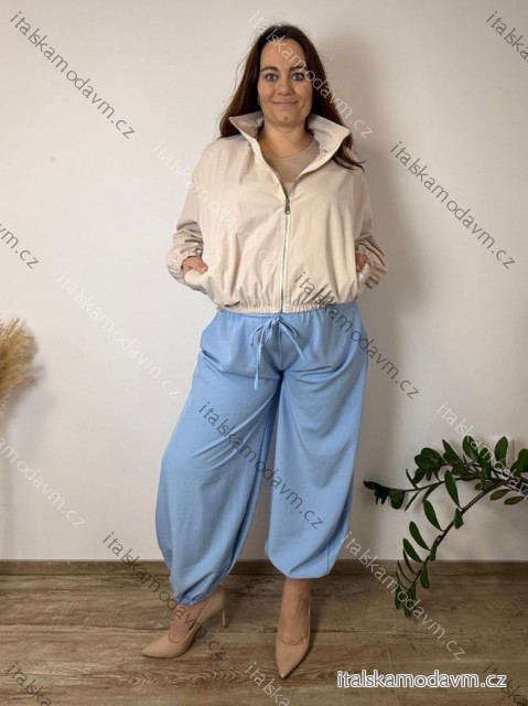 Nohavice letné dámske nadrozmer EVA (42/44/46 ONE SIZE) TALIANSKA MÓDA IMC26076/DR  svetlo modrá