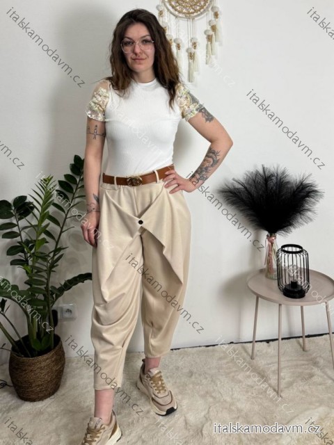 Nohavice elegantné s opaskom dámske (M/L/XL ONE SIZE) TALIANSKA MÓDA IMD26060/DR