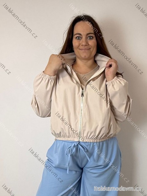 Bunda krátka oversize dlhý rukáv dámska nadrozměr ZITA(42/44/46 ONE SIZE) TALIANSKA MÓDA IMWCM26001/DUR  svetlo béžová