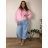 Bunda krátká oversize dlouhý rukáv dámská nadrozměr ZITA (42/44/46 ONE SIZE) ITALSKÁ MÓDA IMWCM26001/DUR růžová 42/44/46