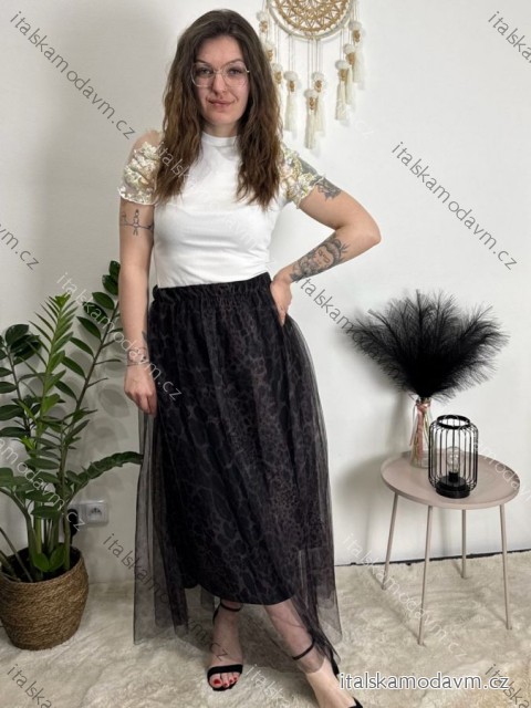 Sukňa stredne dlhá tylová leopard dámska (S/M/L ONE SIZE) TALIANSKA MÓDA IMM24M25109-1/DR