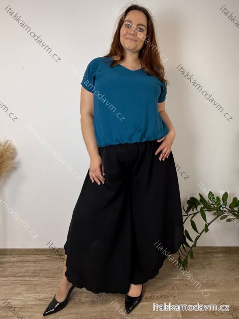 Kalhoty letní háremky dlouhé dámské nadrozměr TAMARA (48/50/52 ONE SIZE) ITALSKÁ MÓDA IMC2600012/DU 48/50/52 Černá