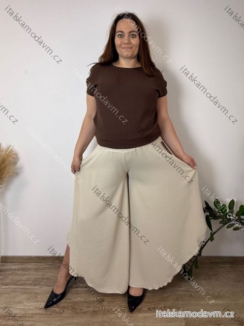 Kalhoty letní háremky dlouhé dámské nadrozměr TAMARA (48/50/52 ONE SIZE) ITALSKÁ MÓDA IMC2600012/DU 48/50/52 světle béžová