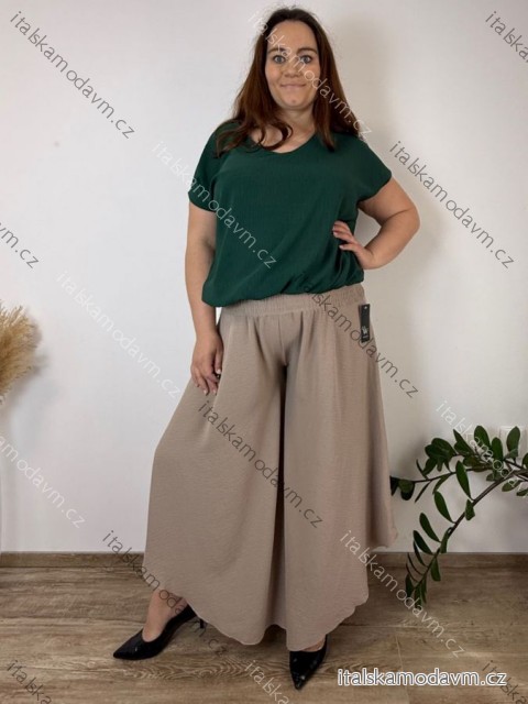 Kalhoty letní háremky dlouhé dámské nadrozměr TAMARA (48/50/52 ONE SIZE) ITALSKÁ MÓDA IMC2600012/DU 48/50/52 tmavě béžová