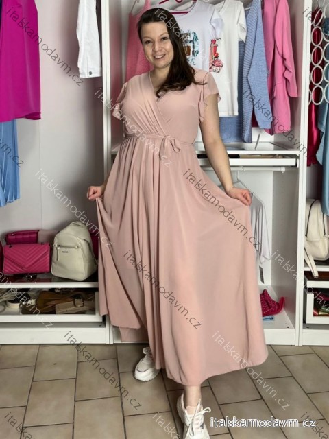 Šaty letní šifonové krátky rukáv dámske AMANDA (S/M/L ONE SIZE) TALIANSKA MóDA IM42600014/DUR