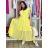 Šaty letné šifónové krátky rukáv dámske AMANDA (S/M/L ONE SIZE) TALIANSKA MóDA IM42600014/DUR S/M/L žlutá
