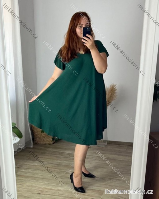 Šaty krátký rukáv dámské nadrozměr (54/56 ONE SIZE) ITALSKá MóDA IM424064