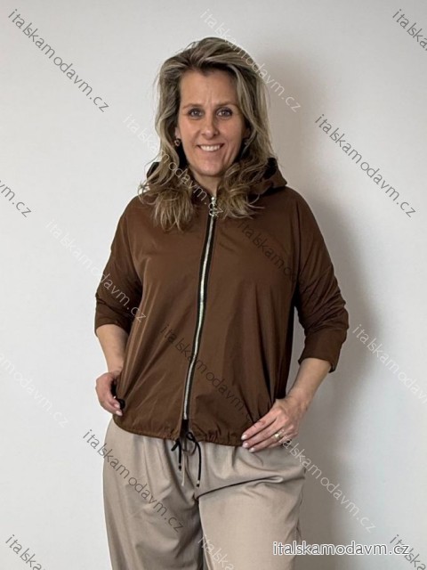 Bunda šusťáková s kapucí dlouhý rukáv nadrozměr JULIE dámská (42/44/46 ONE SIZE) ITALSKÁ MÓDA IMSM260004