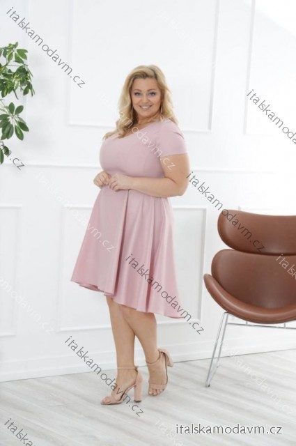 Šaty spoločenské krátky rukáv dámske (36-54) POLSKÁ MÓDA PMLMR26KAREN/DR