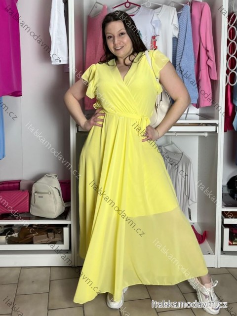 Šaty letné šifónové krátky rukáv dámske AMANDA (S/M/L ONE SIZE) TALIANSKA MóDA IM42600014