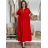 Šaty dlouhé elegantní letní krátký rukáv dámské nadrozměr ASTRA (42/44/46 ONE SIZE) ITALSKÁ MÓDA IM425422/DUR červená 42/44/46