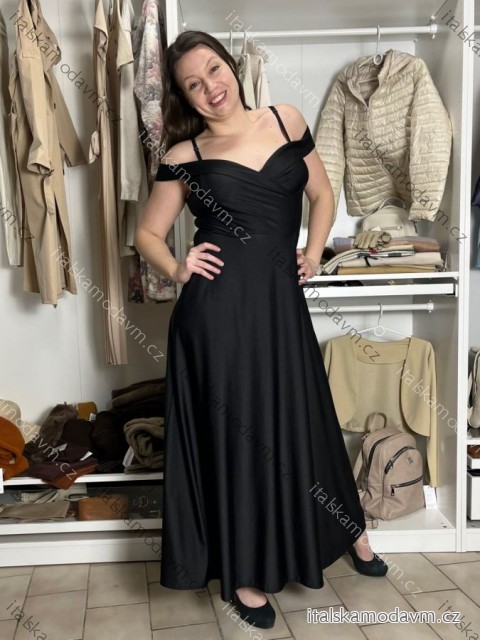 Šaty společenské dlouhé bez rukávu dámské ADELE (M/L/XL ONE SIZE) ITALSKá MóDA IM4251147/DUR černá  M/L/XL