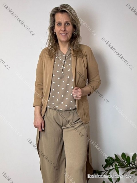 Sako tenké jarní dlouhý rukáv dámské (S/M/L ONE SIZE) ITALSKÁ MÓDA IMD24025/DUR tm. hnědá S/M/L