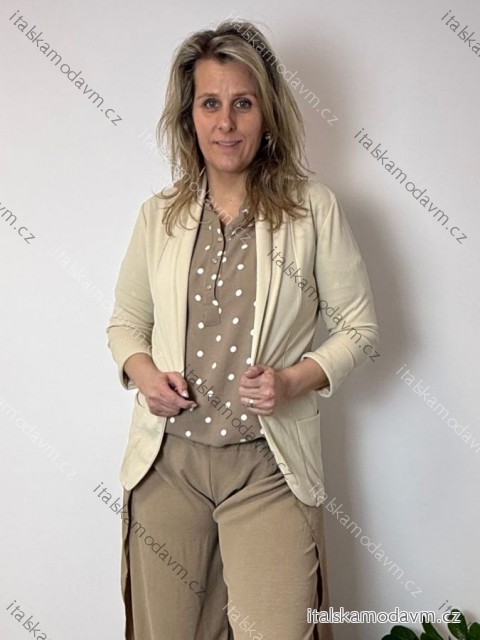 Sako tenké jarný dlhý rukáv dámske (S/M/L ONE SIZE) TALIANSKA MÓDA IMD24025/DUR sv. béžová S/M/L
