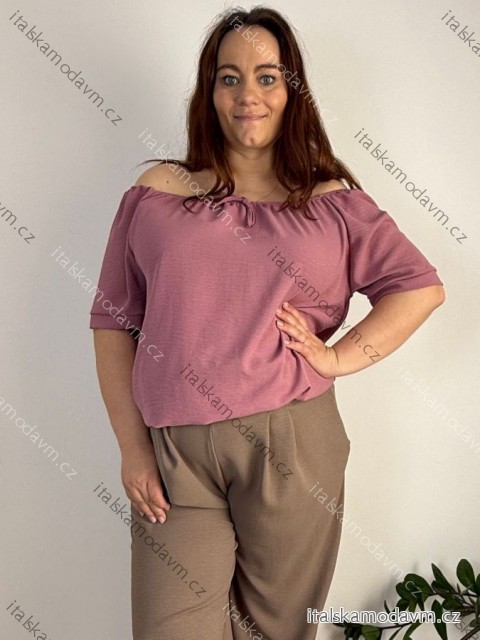 Halenka krátky rukáv dámske nadrozmer MINA (50/52/54 ONE SIZE) TALIANSKA MÓDA IMC261113/DU