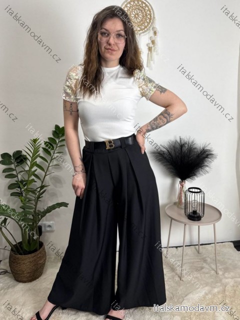 Nohavice elegantné s opaskom dámske (S/M/L ONE SIZE) TALIANSKA MÓDA IM4260015/DUR