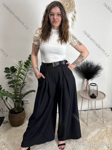 Nohavice elegantné s opaskom dámske (S/M/L ONE SIZE) TALIANSKA MÓDA IM4260015/DUR čierna S/M/L