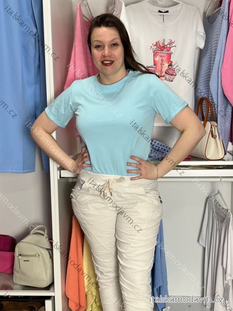 Tričko krátky rukáv dámske NELA (S/M/L ONE SIZE) TALIANSKA MÓDA IMD26037/DUR S/M/L svetlo modrá