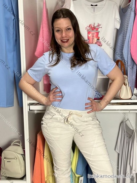 Tričko krátky rukáv dámske NELA (S/M/L ONE SIZE) TALIANSKA MÓDA IMD26037/DUR S/M/L stredne modrá