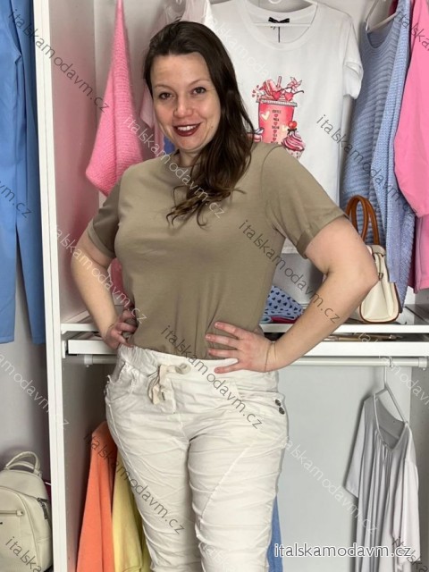 Tričko krátký rukáv dámské NELA (S/M/L ONE SIZE) ITALSKÁ MÓDA IMD26037/DUR S/M/L hnědá