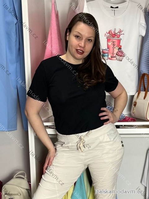 Tričko krátky rukáv dámske NELA (S/M/L ONE SIZE) TALIANSKA MÓDA IMD26037/DUR S/M/L čierna