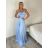 Šaty dlhé elegantné letné na ramienka dámske (XS/S/M ONE SIZE) TALIANSKA MÓDA IMM25M40243/DU -   modrá petrolejová -   S / M