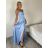 Šaty dlhé elegantné letné na ramienka dámske (XS/S/M ONE SIZE) TALIANSKA MÓDA IMM25M40243/DU -   modrá petrolejová -   S / M