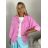 Bunda lehká oversize dlouhý rukáv dámská (S/M/L ONE SIZE) ITALSKÁ MÓDA IMWBHP260001/DUR růžová S/M/L