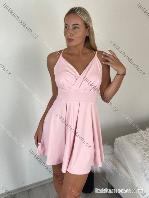 Šaty spoločenské krátké na ramienka dámske (S/M ONE SIZE) TALIANSKA MÓDA IMM26M46120/DUR
