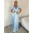 Šaty dlhé spoločenské krátký rukáv dámske TRIXIE (S/M/L ONE SIZE) TALIANSKA MÓDA IMM26M46391/DUR S/M/L svetlo modrá