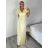 Šaty dlouhé společenské krátký rukáv a dámské TRIXIE (S/M/L ONE SIZE) ITALSKÁ MÓDA IMM26M46391/DUR S/M/L žlutá