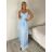 Šaty dlhé spoločenské na ramienka dámske RAMONA (S/M/L ONE SIZE) TALIANSKA MÓDA IMM26M44322/DU S/M/L svetlo modrá