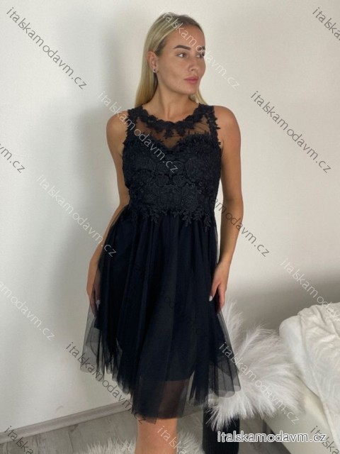 Šaty společenské elegantné plesové krátké bez rukávov čipka dámske (uni s/m) TALIANSKA MóDA IM921BELLA