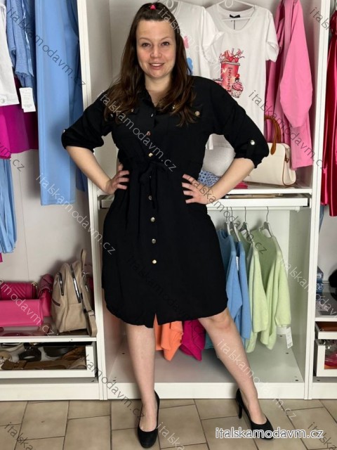 Šaty košeľové 3/4 dlhý rukáv dámske (S/M/L ONE SIZE) TALIANSKA MÓDA IMD25030/DUR