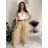 Nohavice elegantní dlhé s opaskom dámske BEATA (S/M/L ONE SIZE) TALIANSKA MÓDA IMWHA261112/DU S/M/L béžová