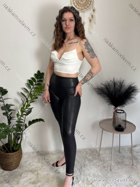 Legíny koženkové zateplené dlhé dámske (S/M-XL/2XL) MIEGO MIE2339000319M/DU černá M/L