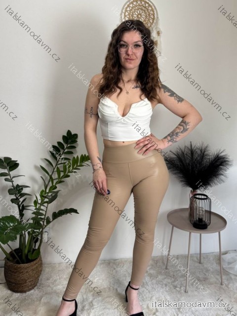 Legíny koženkové zateplené dlhé dámske (S/M-XL/2XL) MIEGO MIE2339000319M/DU béžová M/L