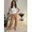 Kalhoty dlouhé letní mušelínové dámské (S/M ONE SIZE) ITALSKÁ MÓDA IMD23325/DUR zelená S/M/L