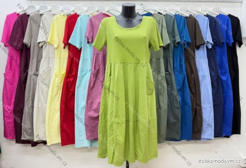 Šaty dlhé letné voľnočasové krátky rukáv dámske nadrozmer (42/44/46 ONE SIZE) TALIANSKA MÓDA IM426143