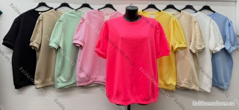 Mikina maslová krátky rukáv dámska nadrozmer (48/50/52 ONE SIZE) TALIANSKA MÓDA IM426160