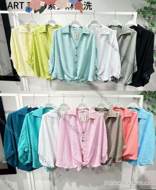 Halenka 3/4 dlhý rukáv dámska nadrozmer (52/54/56 ONE SIZE) TALIANSKA MÓDA IMC26142