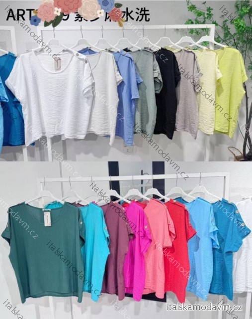 Tunika krátký rukáv dámská nadrozměr (46/48/50 ONE SIZE) ITALSKÁ MÓDA IMC26145