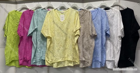 Tričko krátký rukáv dámské nadrozměr (48/50/52 ONE SIZE) ITALSKÁ MÓDA IMC26150