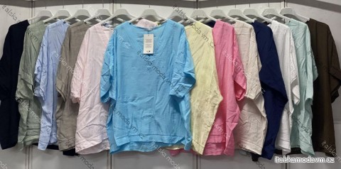 Tričko krátký rukáv dámské nadrozměr (48/50/52 ONE SIZE) ITALSKÁ MÓDA IMC26151