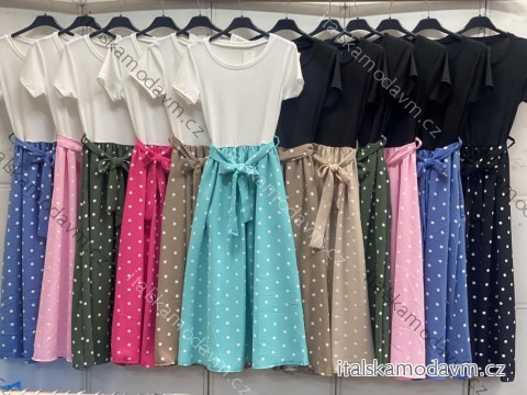 Šaty dlhé letné bodky krátky rukáv dámske (S/M/L ONE SIZE) TALIANSKA MÓDA IMC26155