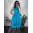 Šaty elegantní letní bez rukávu dámské (S/M/L ONE SIZE) ITALSKÁ MÓDA IM322SIMONE/DR svetlo modrá S/M/L