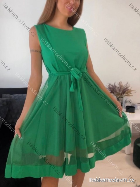 Šaty elegantné letné bez rukávov dámske (S/M/L ONE SIZE) TALIANSKA MÓDA IM322SIMONE/DR zelená S/M/L